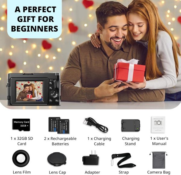 4K Digital Camera for Photography, WiFi 64MP 180° Flip Screen 3" Autofocus Vlogging Camera for YouTube, 16X Zoom Compact Point and Shoot Cameras for Beginner with 32GB Card, 2 Batteries - Image 7