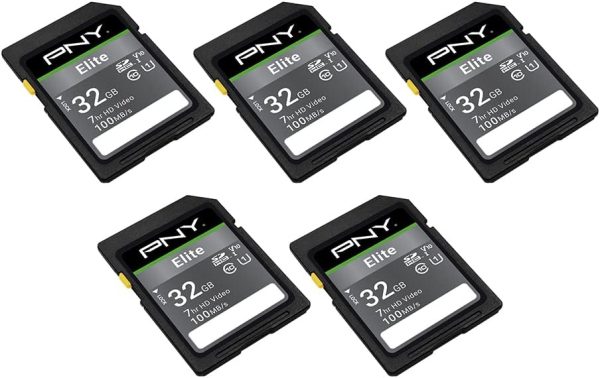 PNY 32GB Elite Class 10 U1 V10 SDHC Flash Memory Card - 100MB/s Read, Class 10, U1 Full HD, UHS-I, Full Size SD (Pack of 5) - Image 2