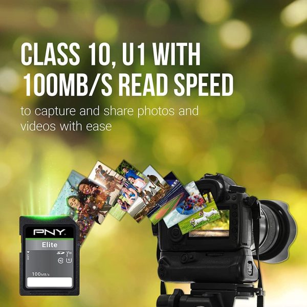 PNY 32GB Elite Class 10 U1 V10 SDHC Flash Memory Card - 100MB/s Read, Class 10, U1 Full HD, UHS-I, Full Size SD (Pack of 5) - Image 3